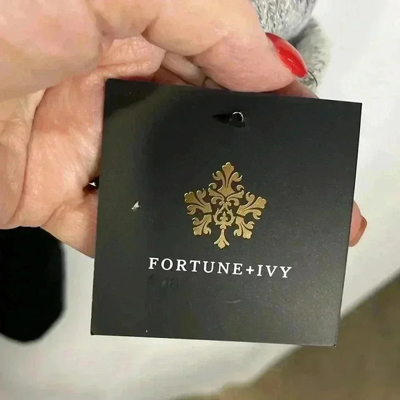 Fortune & Ivy Womens Cardigan Black Gray White S Cable Design Open Front New - Picture 3 of 12